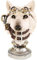 Kremers Schatzkiste XXL Steampunk Wolfsbüste Polyresin Deko Figur 35cm I Weiße Wolf Skulptur mit Brille I Handbemalt I Detailreiche Statue I Wohnzimmer Büro Dekoration