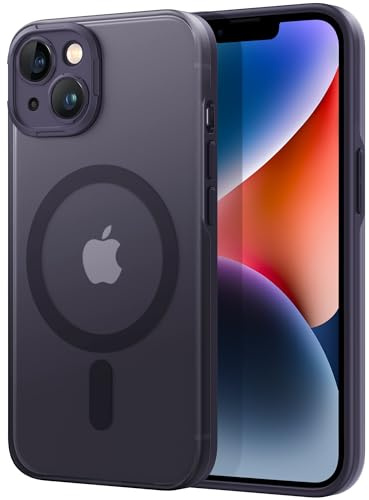 GOODVISH Magnetisch für iPhone 13 Hülle und iPhone 14 Hülle mit Kameraschutz, Handyhülle Kompatibel mit Magnet, Stoßfeste AntiFall Translucent Case für iPhone 13 / iPhone 14 6,1 Zoll, Dunkellila