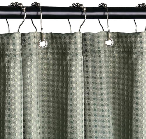 CTDMJ Duschvorhang 180x200 cm Waschbar Textil Polyester Stoff Bad Vorhang mit 12 Metall Duschvorhangringe Duschvorhang Waffel für Dusche und Badewanne (Grün)