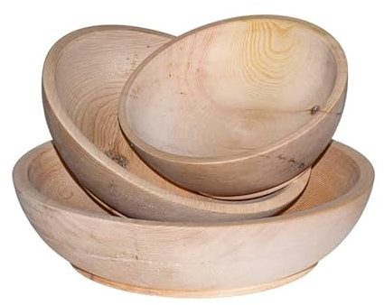 Zirbenschalen Set – 3er Set (20 cm, 25 cm, 30 cm) – gedrechselt & naturbelassen – Holzschüsseln aus Zirbenholz – Aromaschalen für Küche & Deko – Handgefertigte Holzschalen