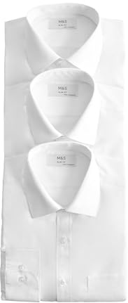 Marks & Spencer Herren Hemd 3er-Pack Regular | Ärmellänge: Cap-Ärmel, Rundhalsausschnitt, Ohne Kragen, Zum Reinschlüpfen, Leicht