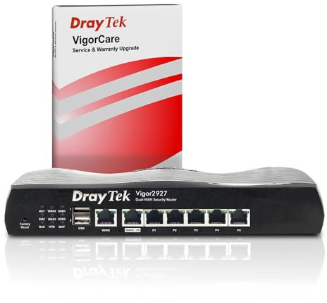 DrayTek Vigor V2927 Ethernet 1 Gb Dual WAN Router, Firewall and VPN, Load Balancing, 5+1 GbE LAN Ports with VLANs, Ideal For SMB, Up to 1800Mbps (Router with 5 Year Warranty)