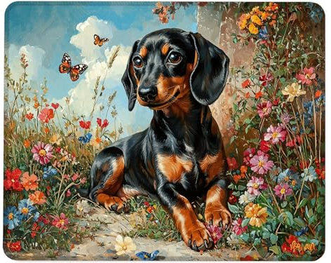Non Slip Mouse Mat, 420x350x3mm Mouse Mat Small, Gaming Mousepad Waterproof Dog, Desk Pad with Rubber Base, with Seamed Edges of Mousemat, Gaming Keyboard Pad, for Office and Home Butterfly Q-7