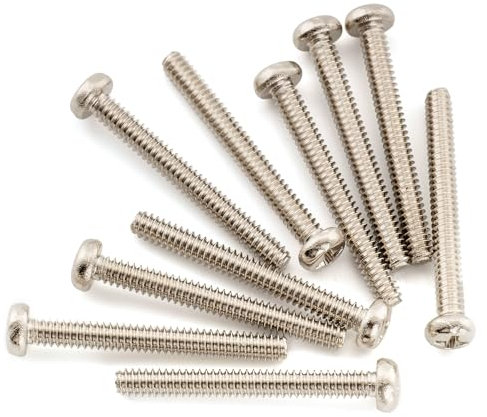 Musiclily Ultra UNC#6-32x1-1/4 Inch Stainless Steel Saddle Intonation Screws for USA Electric Guitar Bass Bridge, Nickel (Set of 10)