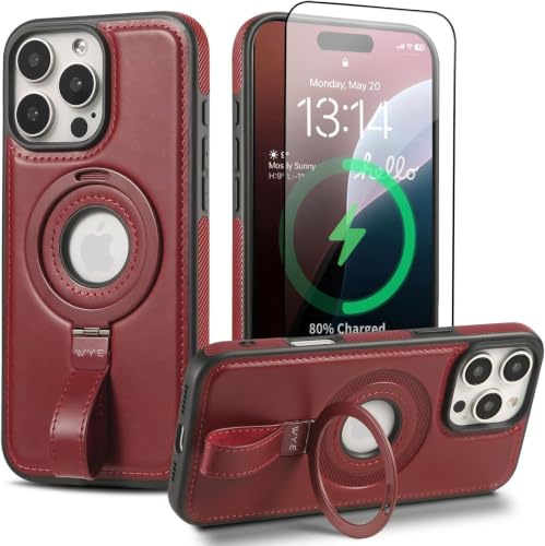 WYE MagCharge Shockproof Phone Case for iPhone 16 Pro Max, Magnetic Protective Cover with Soft Touch Finish, Camera Protection, Drop Resistant Design & MagSafe Compatible Wireless Charging - Maroon