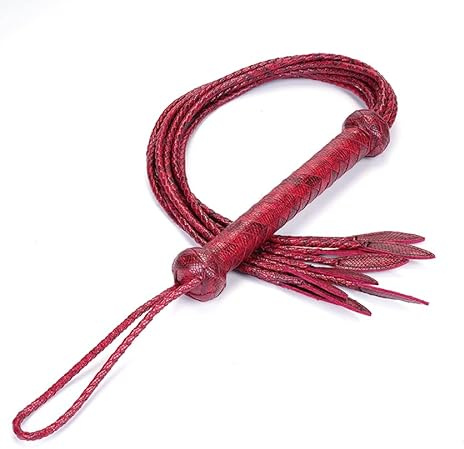 Tryolove Frustino in pelle Cat-O '- Frustino a nove code, con manico da 23 cm e coda da 59 cm, frustino avanzato per addestramento per cavalli (nero a nove code XL) (Serpentina)