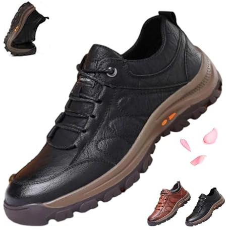 Mocasines casuales de cuero para hombre, hechos a mano, antideslizantes, con soporte de arco, zapatos cómodos para el trabajo, senderismo, zapatos deportivos para hombre