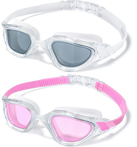 Keary 2 Pack Goggles Swimming Adult Swim Goggles for Men Women Swimming Goggles Youth Adults Anti-Fog Goggle Pool Open Water Glasses Waterproof UV Protection Clear Vision Swim with Case