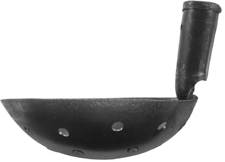 ORFOFE Gartensiebkelle Metall 17cm mit 0,4-Zoll Löchern Robuste Reinigungsschaufel für Fallrohre Teich und Feldentwässerung Ergonomischer Griff für Landwirtschaftliche Schlamm und