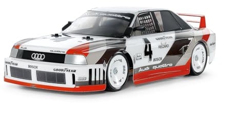 Tamiya 47511 1:10 RC Audi 90 Quattro Racing Lackiert TT-02 - ferngesteuertes Auto, Fahrzeug, Modellbau, Zusammenbauen, Hobby, RC Bausatz, Weiß, Smoke