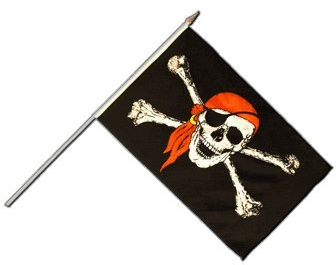 Flaggenfritze® Große Stockflagge Schwenkflagge Pirat mit Kopftuch 60 x 90 cm