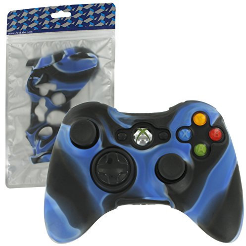 ZedLabz silicone cover for Microsoft Xbox 360 controller - protective skin rubber bumper case - camo blue