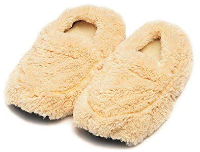 Warmies Allant au Micro-ondes Chaussons, Chauffable Dames Pantoufles avec le Français Lavande Séchée, Chaleur et Confort Apaisants, Taille Unique Couleur Crème
