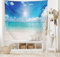 ABAKUHAUS Ozean Wandteppich und Tagesdecke, Sky and Tropical Sea, aus Weiches Mikrofaser Stoff Wand Dekoration Für Schlafzimmer, 150 x 110 cm, Creme Türkis Weiß