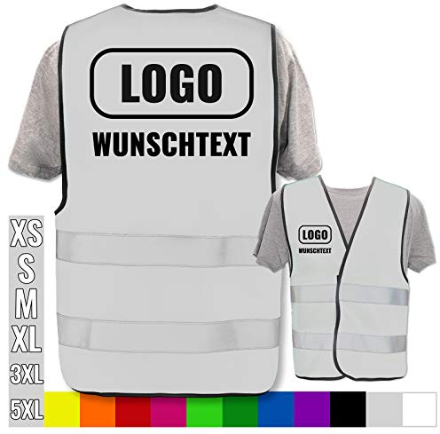 PixiPrints.com Hochwertige Warnweste mit Leuchtstreifen * Farbe: Grau (M/L) * OHNE Druck * Markenwesten * Klettverschluss