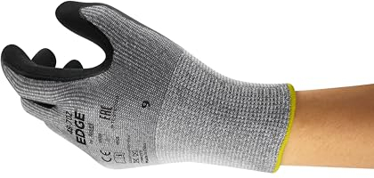 Ansell EDGE 48-702 Arbeitshandschuhe Hoher Schnittschutz für Industrie-, Renovierungs- und Heimwerker-Arbeiten, Industrie PSA Damen Herren, Schwarz, Größe L (12 Paar)