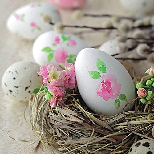 linoows 20 Servietten Frühling, Bunt bemalte Ostereier im Stroh Nest 33x33 cm