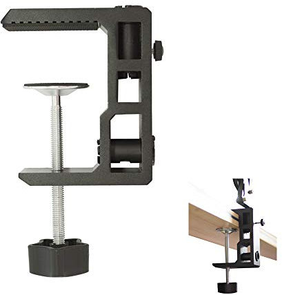 MeetRade Heavy Duty Two-way Aluminum Table Mounting Bracket Clamp Arm Desk C-Clamp for Microphone/Tablet Scissor Stand, Desktop Magnify Swing Arm Lamp,Phone I pad Mount Mic Holder