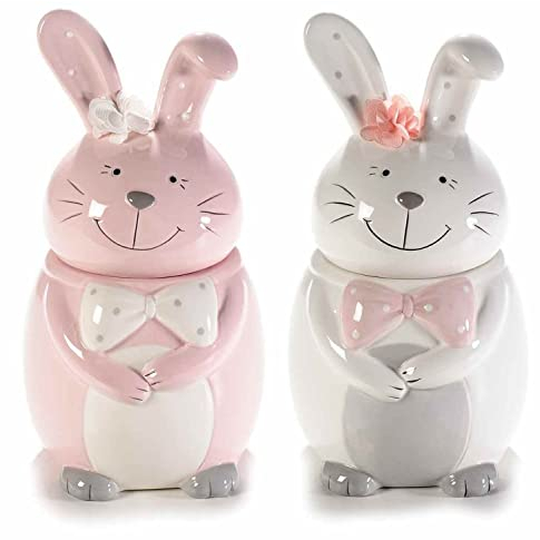 Gruppo Maruccia Osterdosen aus Keramik in Hasenform, Gläser für Kekse und Süßigkeiten, Geschenkidee für Ostern