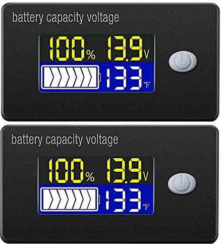 DollaTek 2Pcs Indicateur de capacité de la batterie 12V affichage LCD voltmètre testeur de température