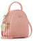 PORRASSO Mini Sac à Dos Femme Mode Sac à Main Fille Étanche Sacs à Bandoulière avec Trou D'écouteur Cuir Daypack Voyage Datation Petit Sac à Dos Rose