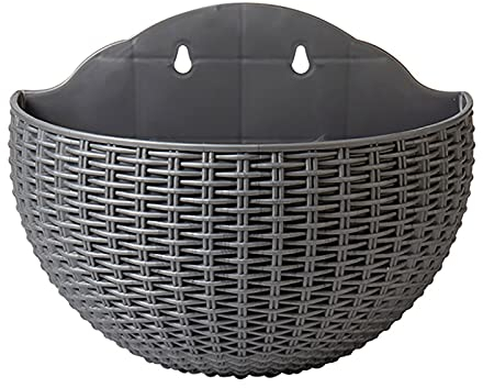 PovKeever Blumentöpfe, Blumentopf, Wandmontage, Geschenk zum Aufhängen, Balkon, Heimdekoration, europäischer Stil, Rattan-Imitat, Pflanzgefäße, Vase