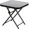 Taylor & Brown 50cm Folding Drinks Side Table, Foldable Coffee Table, Outdoor Garden Table, Small Square Patio Table - Black with Tempered Glass Top - 45x45x50cm