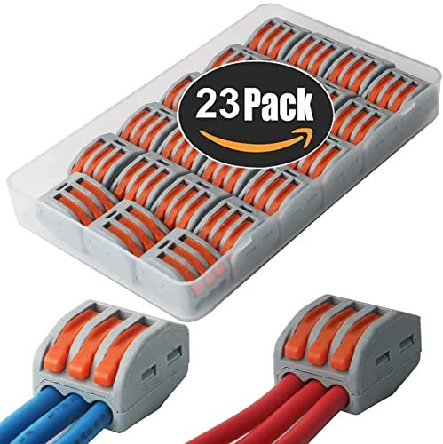 Morsettiere Elettriche, CESFONJER 3 Porte Conduttore Compatto Connettore, Leva-Dado Cavo Connettore, Connettori Elettrici Rapid (23pcs)