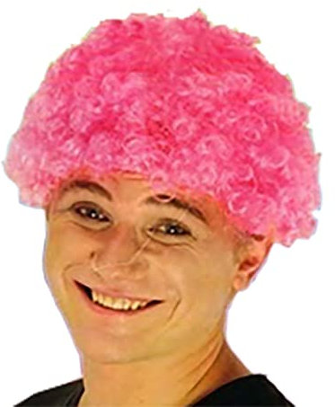 Afro-Perücke für Herren, für Kostümpartys, Disco-Partys, gelockt, Einheitsgröße, Pink