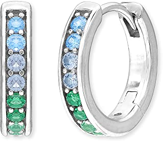 Engelsrufer Damen Creole aus Sterling Silber - besetzt mit 20 mehrfarbigen Zirkonia Steinen - Clipverschluss - nickelfrei - 13mm