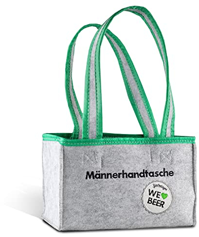 Brauerei Zwönitz Männerhandtasche aus Filz/Flaschenträger 6 Flaschen/Flaschentasche als Männergeschenk zum Vatertag/Stylischer Bottlebag für Bierflaschen/Biertasche 6 Flaschen