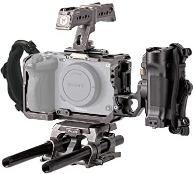 TILTA Full Camera Cage for Sony FX3 FX30 with Rotatable Top Handle, Left Side Advanced Power Handle, 15mm LWS Baseplate and HDMI Cable Clamp Camera Protect Rig Pro Kit Tactical Gray TA-T13-C