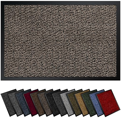 Gentle North Hochwertige Fußmatte beige 40x60cm groß für Innen & Außen - Schmutzfangmatte rutschfest, waschbar & wetterfest - Fussmatte für Eingangsbereich & Aussenbereich - Läufer Flur dünn