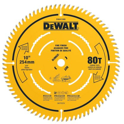 DEWALT Table Saw Blade, 10 inch, 80 Tooth, Fine Finish, Ultra Sharp Carbide (DWA11080)