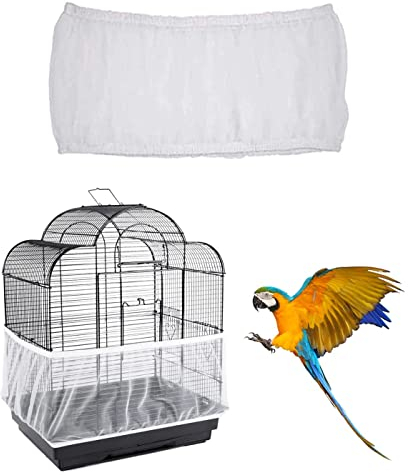 LICHUANUK Abdeckungen für Vogelkäfige,vogelkäfig schmutzfang,Vogelkäfig Samenfänger,für Käfige mit einem Umfang von 140-220 cm für Rund Quadratisch Käfig,Weiss