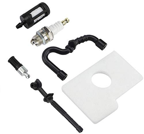 Tbest Kit de Filtro de Aceite y Combustible de Aire y Bujía para Stihl 017 018 Ms170 Ms180 Chainsaw Upstart Components Ms 170 Chain, Stihl Chainsaw Ms170 Service Kit, Stihl Ms180