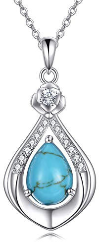 VONALA Türkis Halskette 925 Sterling Silber Rosen Blumen Anhänger Tropfen Türkis Kette Damen