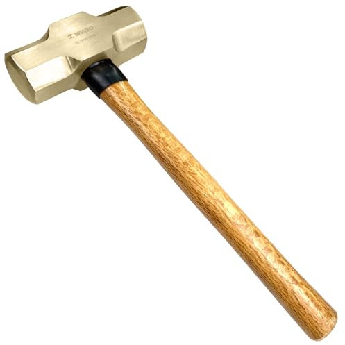 WEDO Fäustel Vorschlaghämmer Kopfgewicht 5000g, mit Holzgriff, Funkenfrei Schwerlasthammer, Abbruchhammer, Stemmhammer，Großer Hammer, BAM & FM Zertifikat, Aluminium Bronze, Länge 900mm, 5kg