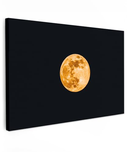 MuchoWow© Leinwand Groß 120x80 cm XXL Goldene Deko Schlafzimmer Aesthetic Leinwandbilder Wohnzimmer Gemälde Foto Geschenk Living Room Decoration Mond - Bild Gold - Weltraum - Schwarz - Design