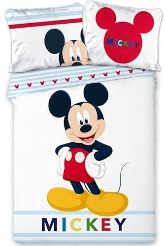 Bettwäsche Mickey Disney – 1 Bettbezug 140 x 200 cm + 1 Kissenbezug 63 x 63 cm (Bettwäsche Mickey – G)