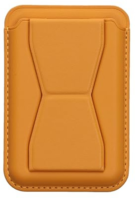 kwmobile Stick-on Kartenhalter für Smartphones - Kunstleder Halter mit Standfunktion - 65 x 95 mm - Platz für 2 Karten - Gelb
