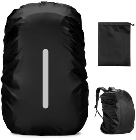 SYQZMYA Regenschutz für Rucksäcke Schulranzen, 18-25L mit Reflexstreifen, Verstellschnalle und Aufbewahrungstasche, Regenschutz Rucksack für Wandern, Camping, Radfahren und Klettern