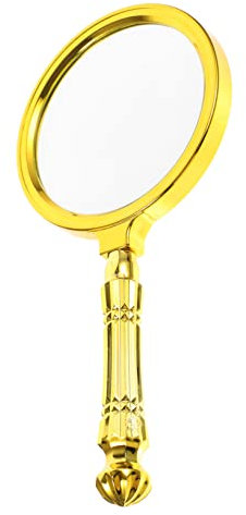 TEHAUX vergoldete Lupe Leselupe für ältere Menschen Schmuck Lupe Fresnel-Linse Lernlupen leichte Lupe Ältere Lupe Vergrößerungslinse Handlupe Glas Werkzeug Lesebrille Kind Zinklegierung