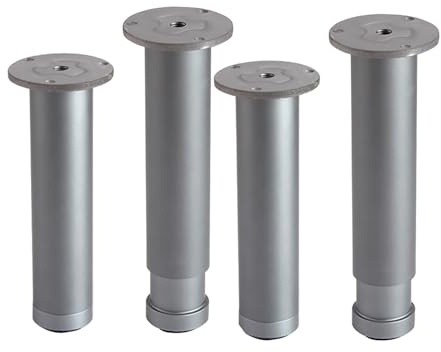 4 Stück Möbelfüße Metall Verstellbare Möbelfüße Möbelfüsse DIY Möbel Füße,Schrankfüße,für Stühle Tisch Schrank Schreibtisch Sofa Möbelbeine mit Schrauben (18~22cm,Silver)