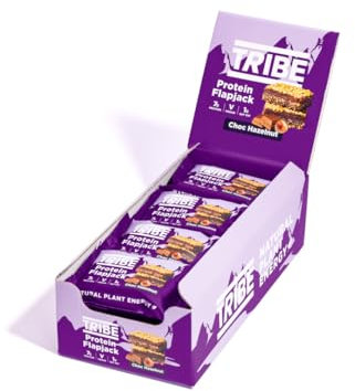TRIBE Protein Flapjacks - Choc Hazelnut - Great-Tasting Natural Plant Energy - Vegan, Dairy Free & Gluten Free (12 x 50g Bars)