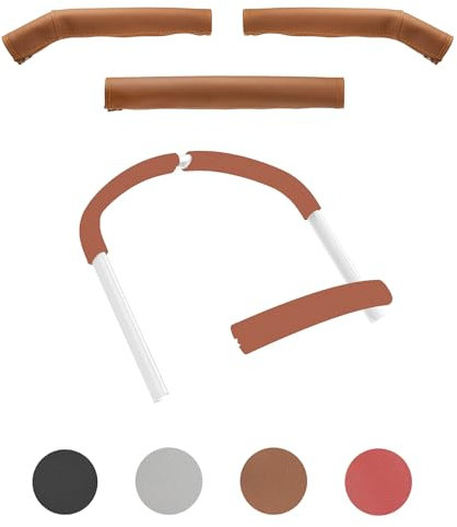 BABYDOME Set Lenkerbezüge kompatibel mit Bugaboo CAMELEON 3 (2013-2018) Cameleon 3 PLUS (2018-2021). Handgefertigt in Spanien aus Premium-Kunstleder. Beständigkeit gegen Sonne und Abnutzung. Braun.
