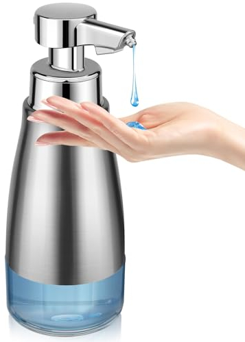 Phneems Seifenspender Automatisch Elektrischer Automatic Soap Dispenser Edelstahl Mit Sensor No Touch Sensor Automatischer Seifenspender FüR Bad,KüChe,BüRo, 450ML Silber Metall