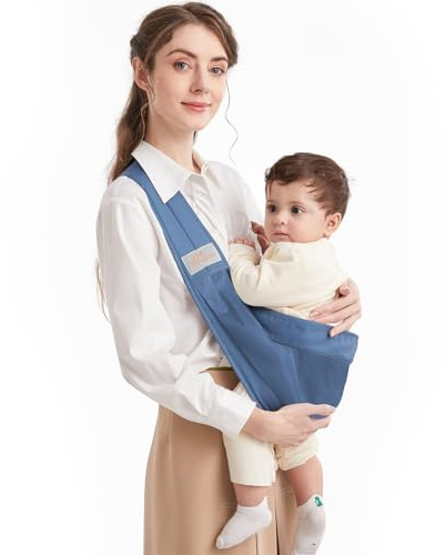 Mumgaroo Baby Sling, Adjustable Baby Carrier Sling, Breathable Toddler Carrier Sling with Thick Shoulder Straps for Newborn, Infant, Toddler, 0-36 Months (Blue)