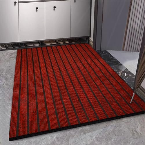 Swsen Zerbino - Tappetino Antiscivolo per Porta Interno ed Esterno - Lavabile e con Eccezionale Capacità di Assorbimento di Sporco e Umidità, Rosso, 40 x 60 cm