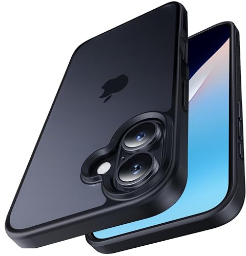 CASEKOO Armor Shockproof Designed for iPhone 16 Case [12FT Military Grade Protection] Matte Finish Protective Phone Case Anti-Fingerprint Thin Slim Hard Cover for iPhone 16 - Black
